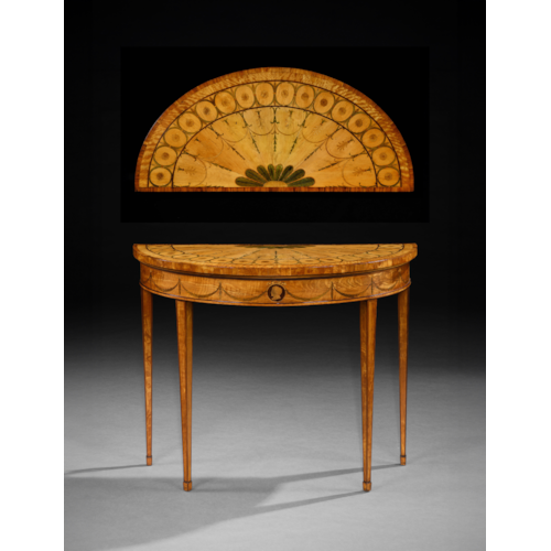 A Pair of George III Period Satinwood Marquetry Tables, Attributed to Thomas Chippendale Junior